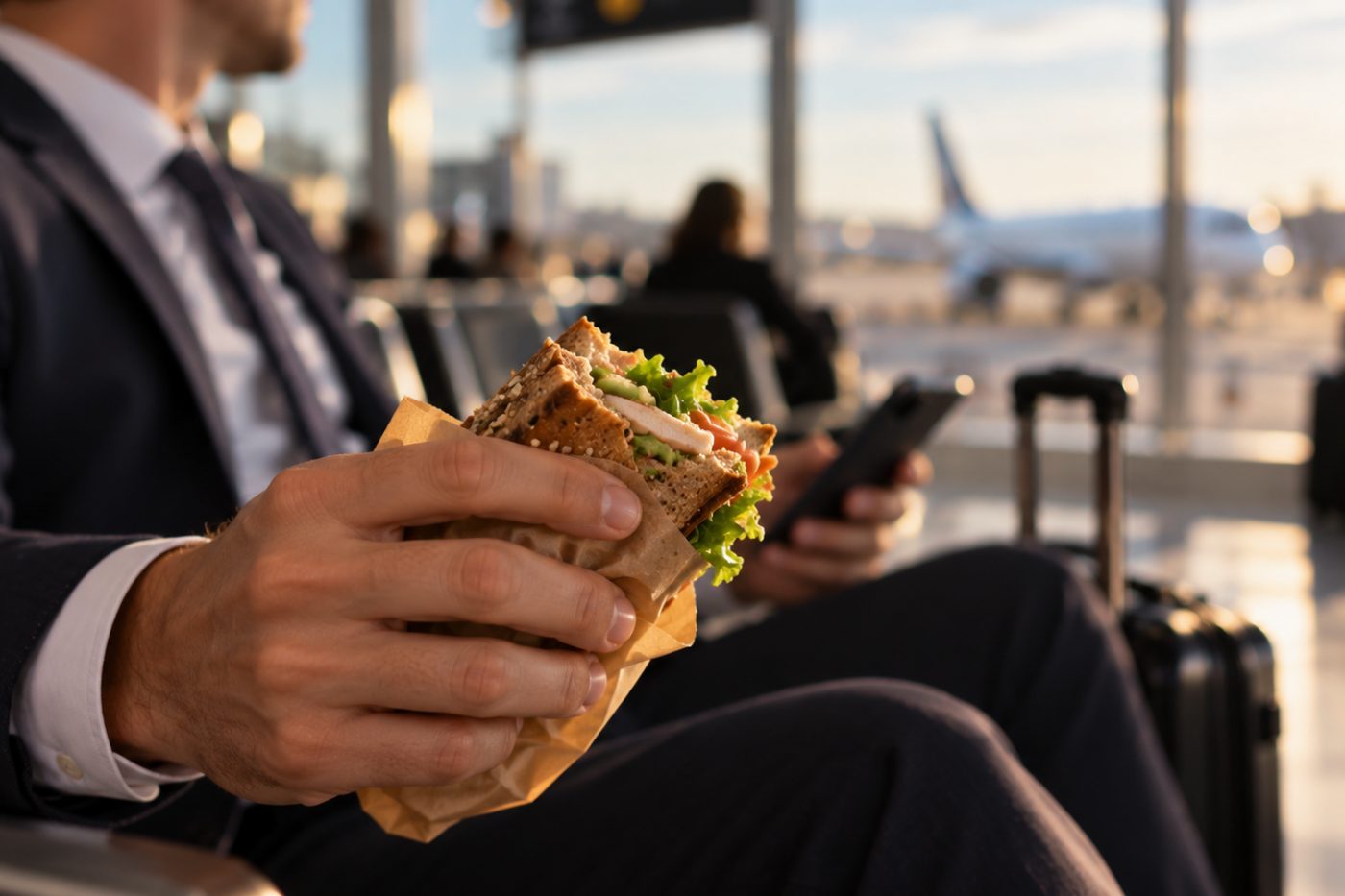 Grab-and-go airport meal before a flight